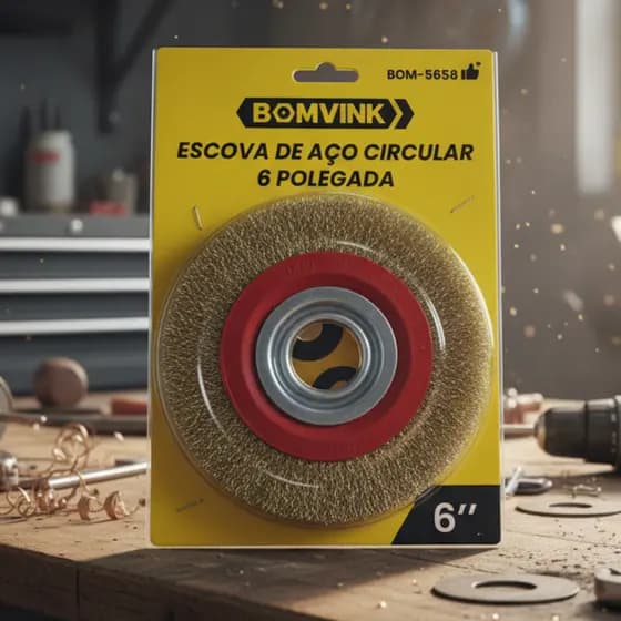 Escova Aço Latonado Circular 6 Pol Moto Esmeril Lixar Bucha