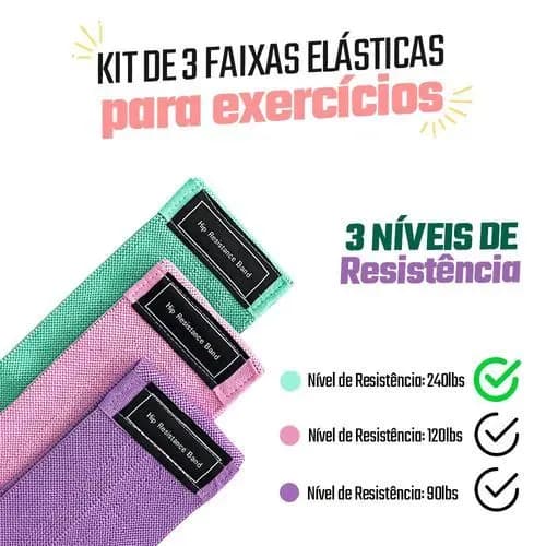 Kit Faixas Elasticas Fitness Treino Resistencia Variavel Forca Recuperacao Musculacao