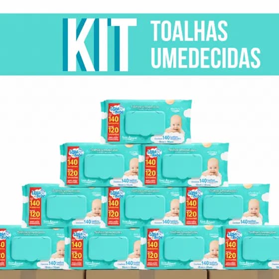 Kit Lenços Toalhas umedecidas Upa Bebe Caixa Pacotes 140 Und Cada