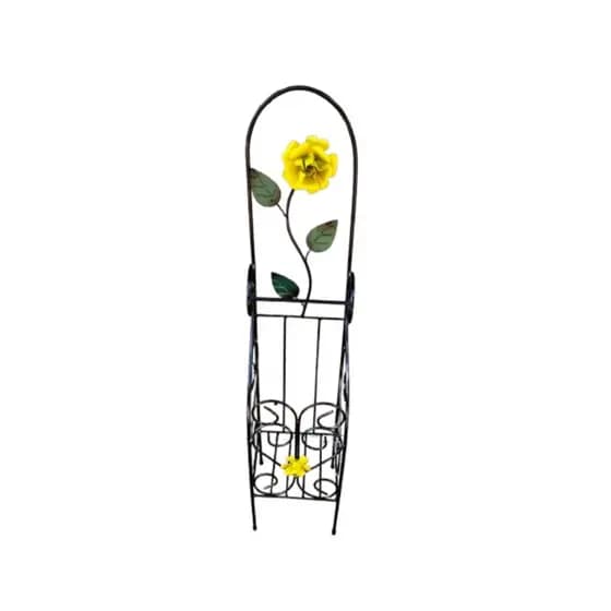 Porta Papel Higiênico Com Cesto De Ferro com Acabamento Floral Artesanal