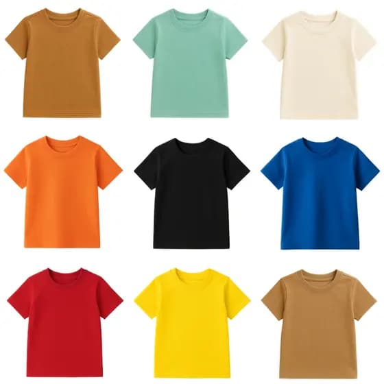 Kit 5 Camisetas Infantil Masculina Manga Curta Lisas Básica 100% Algodão 2 à 8 Anos