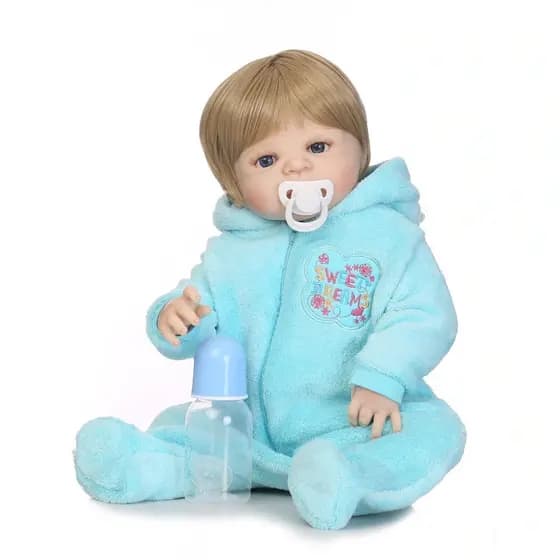 Boneco Bebê Reborn Menino Corpo De Silicone 55cm Roupao - Renan