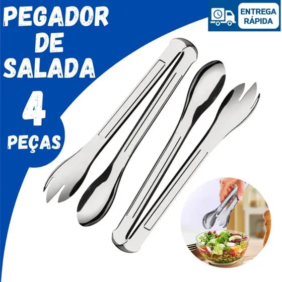 Kit 4/2 ou 1 Pegador Inox para Salada Universal para Massa Churrasco Carne Cozinha para Restaurante Bar