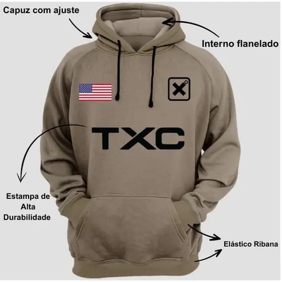 Blusa Moletom Txc Country Unissex Flanelado Qualidade Blusa