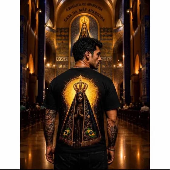 CAMISETA DEVOCOTOS DE NOSSA SENHORA APARECIDA ESTAMPA DTF CRISTÃ RELIGIOSA UNISSEX