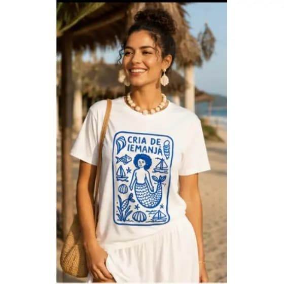 Camiseta Feminina Cria de Iemanjá Ana Paula BBB/ Umbanda/Candomblé Unisex Slim / 100%Algodão