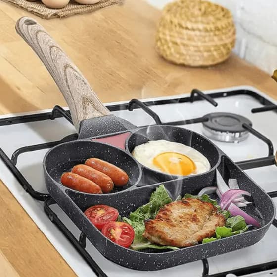 Frigideira Multifuncional Antiaderente 3 Furos Cozinha Divisórias