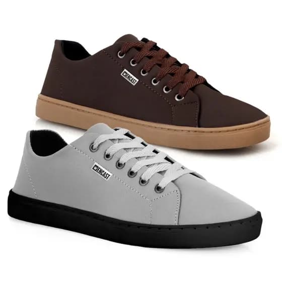 KIT 2 Tênis masculino modelo confortável e estiloso casual