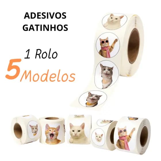 250 Adesivos Fofos Gatinhos Memes | 5 Modelos Divertidos | 3cm | Papelaria Anime Kawaii