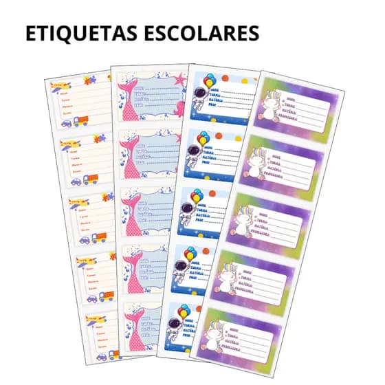 50 Adesivos | Etiqueta Escolar Com Pauta e Tarja Tamanho 6x4 cm
