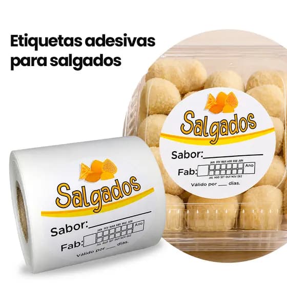 Etiquetas Adesivas para Salgados – Redonda 5,7cm | Salgados, Mini Salgados, Salgadinhos.