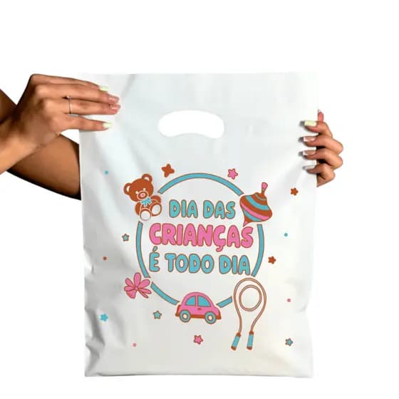 Sacolas Personalizadas Boca de Palhaço |Tam. 30x40 | Modelo Dia das Crianças