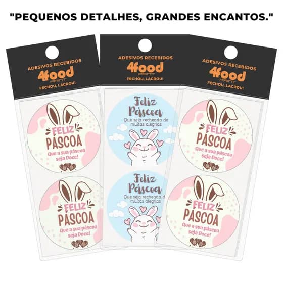 50 Etiquetas Adesivas | Feliz Páscoa 4Cm | Ideal para Encomendas e Presentes
