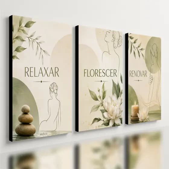 Kit3 Quadro Decorativo Spa Clínica Estética Beleza Massagem