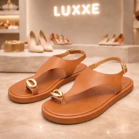 Sandália Rasteirinha Feminina Flat Baixa Elegante com Detalhe Dourado –