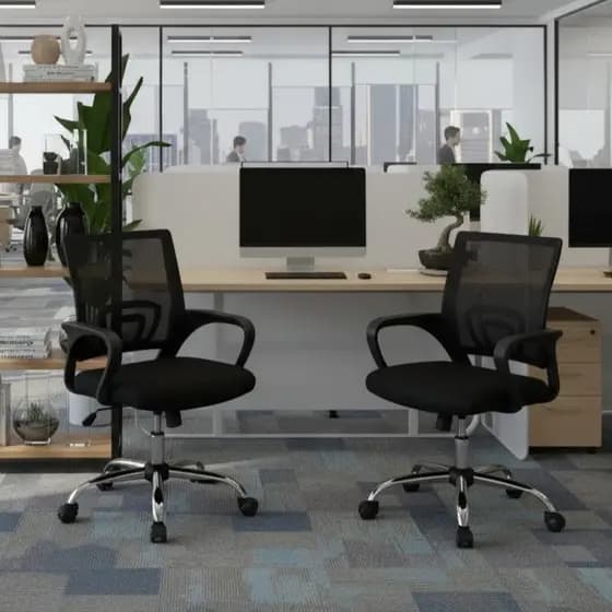 QUEIMA DE ESTOQUE - Kit de 2 Cadeiras Estofadas Ergonômicas – Ajustáveis p/ Escritório