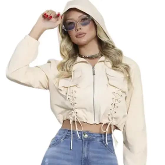Jaqueta Feminina Pit Bull Jeans Jaqueta Bomber Refinada, jaqueta cropped pit bull jeans, corta vento