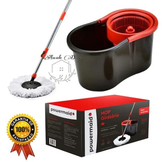 Mop Giratório 360° com Rodinha E Alça Rodo Limpeza Geral Multiuso 100% original Regulável Balde
