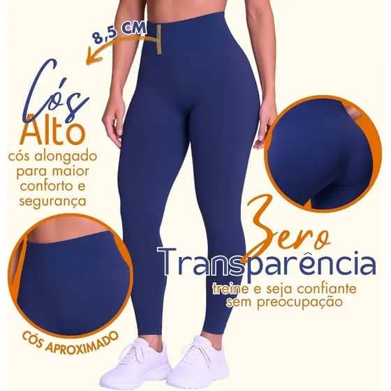 Legging Academia Feminina Cintura Alta Zero Transparência Fitness