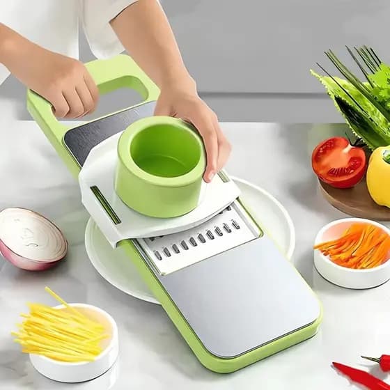 Fatiador Cortador De Legumes 5 Em 1 Aço inox Fruta Ralador Cozinha Descascador Com 5 Lâminas