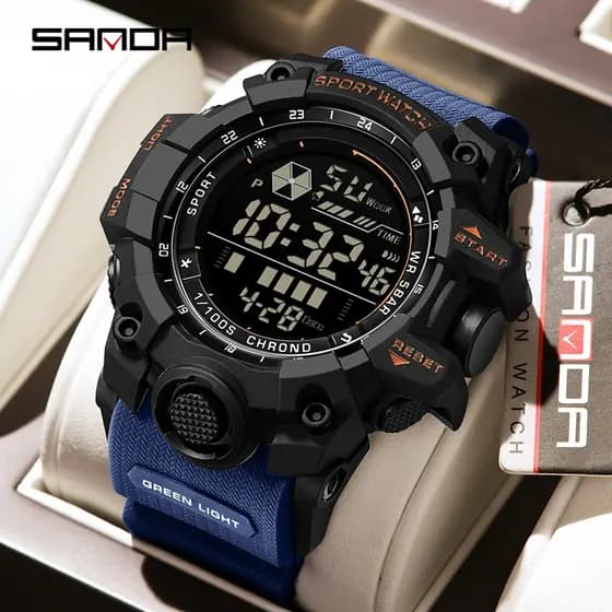 SANDA Novo 6229 Relógio Eletrônico Masculino Moda Esportes Multifuncional À Prova D'água LED Digital