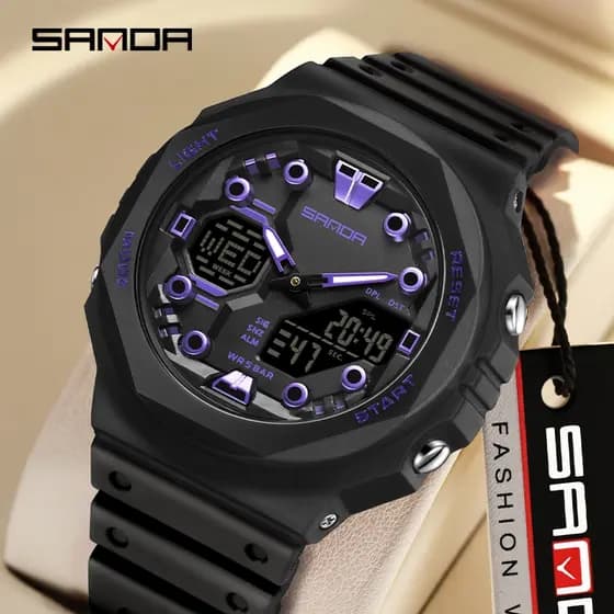 SANDA 6200 Novo Relógio Eletrônico Multi Funcional Nightlight Despertador À Prova D'água Legal Masculino E Feminino Estu
