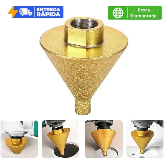 Broca de Chanfrar Diamantada Serra de Furo cerâmico Cônico M14 50mm Moagem Porcelanao Esmerilhadeira Lixadeira