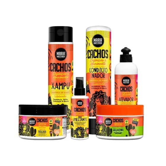 Kit Cachos Maria Amostrada Nutrição Brilho Definição 2a A 4c - Kit Completo Cabelo Cacheado