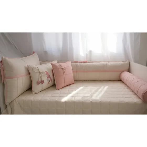 Kit Berço Americano Menina Bita Rose Blush 11 Peças Algodão