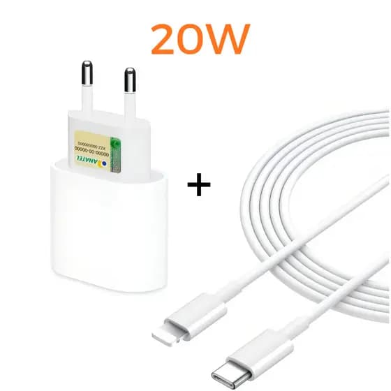 Carregador Turbo 20W - Fonte Tomada Tipo C Turbo X Cabo Lightning para iPhone