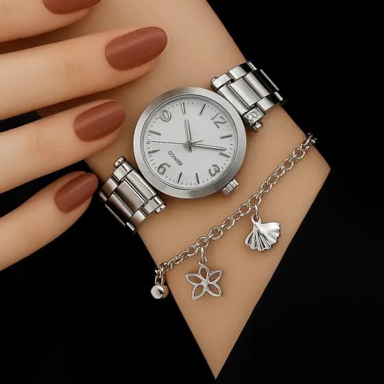 Relógio de Pulso Feminino Prata com Mostrador Fino Movimento Quartzo Presente Sofisticado de Luxo