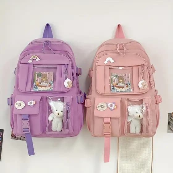 Mochila Feminina Escolar Passeio Coreano Grande Capacidade Impermeável Sem Chaveiro Impermeável