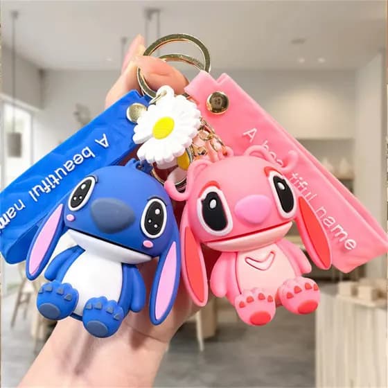 Chaveiro Stitch Angel Lilo Kit 2 unidades Casal 3D - Leve o Amigo Alienígena para onde você for