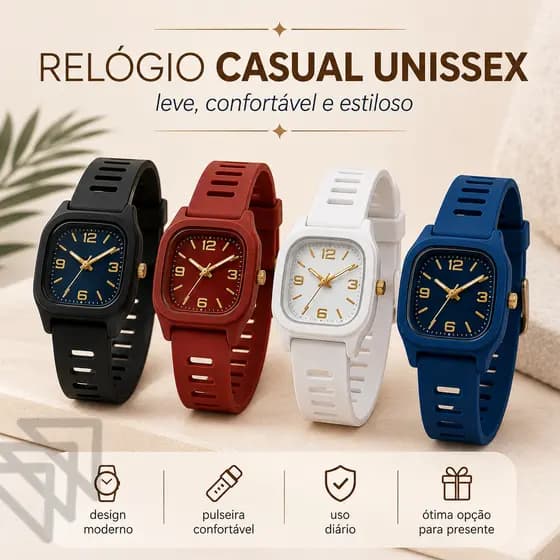 Relógio Feminino De Moda Coreano À Prova D'água Analógico Esportivo De Silicone