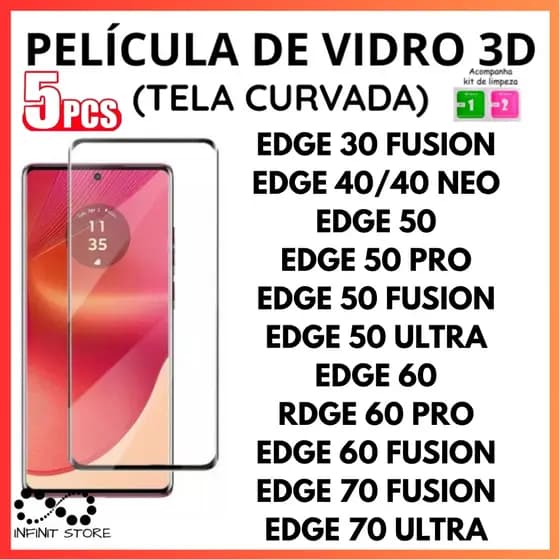 Película De Vidro 3D Temperado Para Motorola EDGE 30/EDGE 40/40NEO/EDGE 50/EDGE 60/EDGE 70 FUSION ULTRA