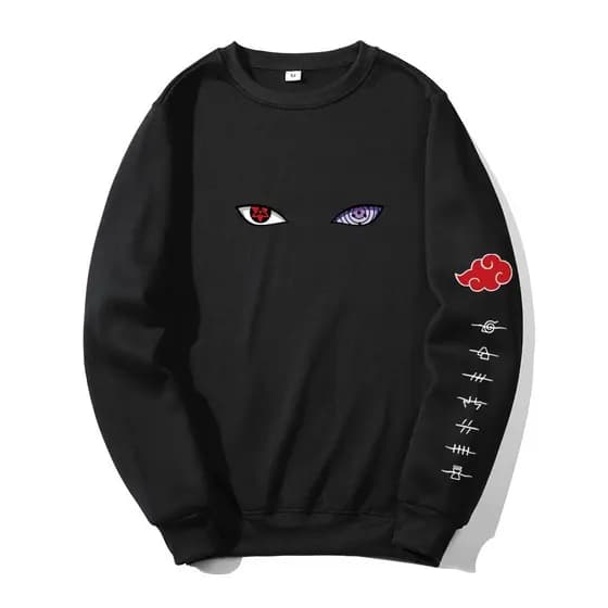 Blusa Moletom Aldeia Renegados Kurama Olhos Anime Mangá Gola Careca Redonda Sem Capuz