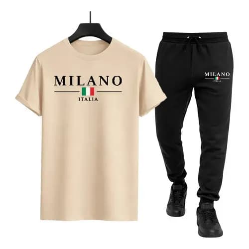 Conjunto Street Calça Moletom E Camiseta algodão Milano dia dia