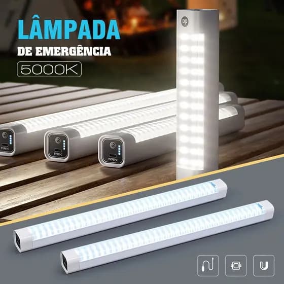 Luminária Emergência Barra Magnético Portátil USB Recarregável Luz De Emergência 40cm