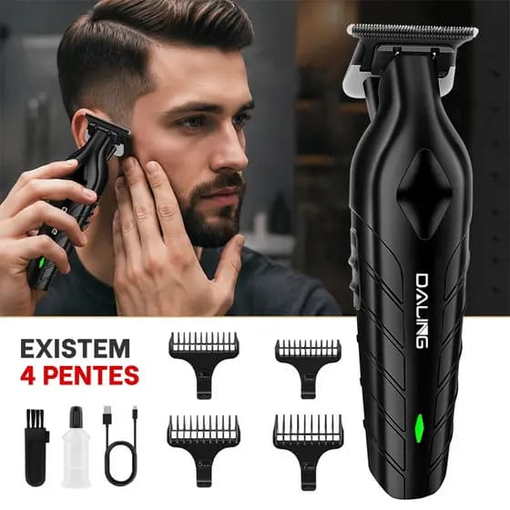 Maquina Corte Cabelo Acabamento Profissional Sem fio Faixa de Barba Aparador Barbeador Recarregável