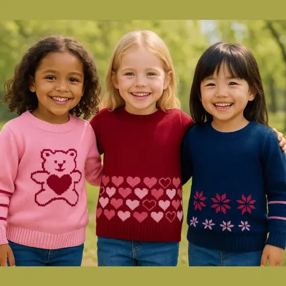 Kit 2 ou 3 unid. Suéter Infantil Tricô Menina feminino- Tam 1 ao 16 Cores Variadas Confortável