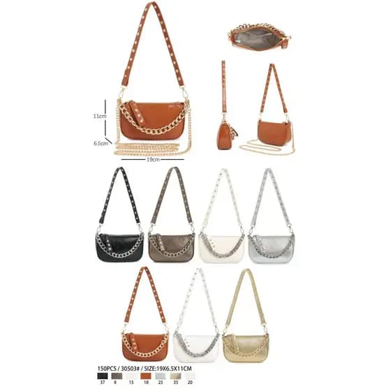 Bolsa Feminina Crossbody de Corrente Dupla COD 30503