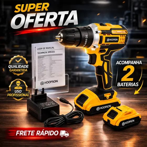Parafusadeira Furadeira profissinal com 2 Baterias Maleta Completa Acessórios Kit Potente Torque MAX
