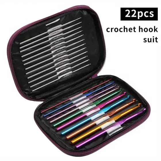 Kit 22 Agulhas de Crochê + Case Porta Agulhas