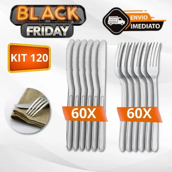 Kit 120 Talheres Garfos e Facas em Aço Inox Premium Alta Qualidade Para Restaurantes