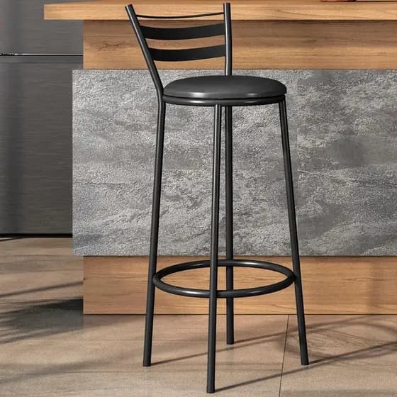 Banqueta Alta New Base Tubular 94x36 Cm Preto Maph Decor