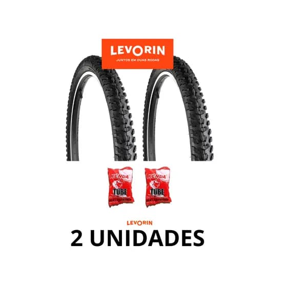 Par Pneu Bicicleta Levorin Excess 26x1.95 + 2 Câmaras Kenda Bico Grosso