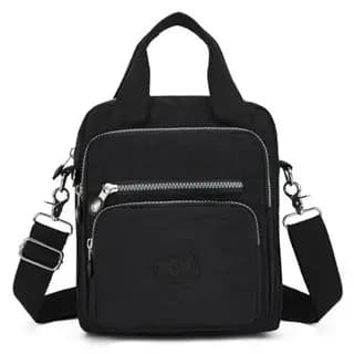 Bolsa feminina nylon impermeável vira mochila transversal tiracolo leve 3em1Com pingente de bola de cabelo