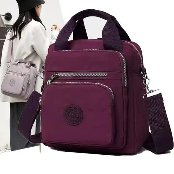 Bolsa feminina nylon impermeável vira mochila transversal tiracolo leve 3 em 1