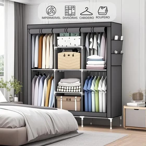 Guarda Roupa Dobrável Organizador De Roupas Portátil com Ziper Armário de Roupa Multifuncional