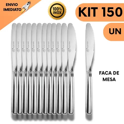 Kit 150 Facas De Mesa Em Aço Inox Resistente Para Jantar Buffet Restaurante Cozinha Bares